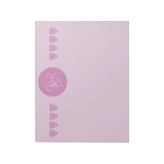 Roze, gepersonaliseerd Briefpapier Monogrammen Notitieblok (Linkerzijde)