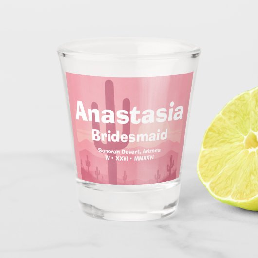 Roze gepersonaliseerd bruidsmeisje shotglas shot glas (Voorkant)