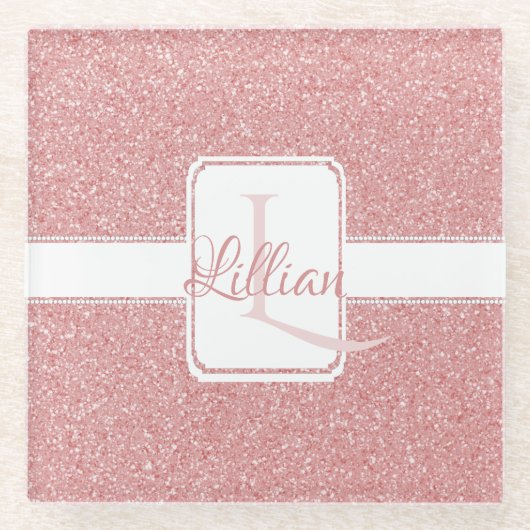 Roze gepersonaliseerd glazen Onderzetter (Voorkant)