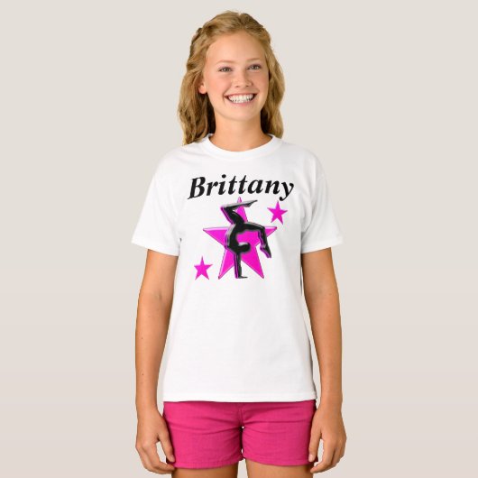  ROZE GEPERSONALISEERD GYMNASTIEKSHIRT T-SHIRT (Voorkant volledig)