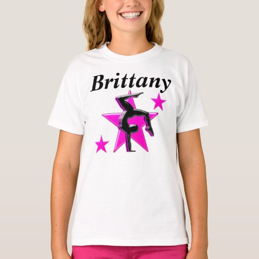  ROZE GEPERSONALISEERD GYMNASTIEKSHIRT T-SHIRT (Voorkant)