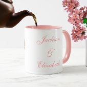 Roze gepersonaliseerd hart foto collage met liefde mok