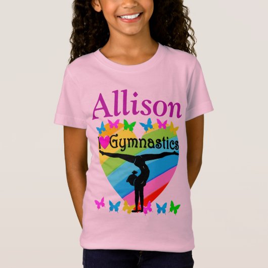  ROZE GEPERSONALISEERD IK HOU VAN GYMNAST T SHIRT (Voorkant)