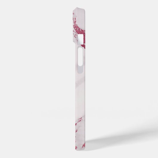 Roze Gepersonaliseerd Lush Glitter Marmer Monogram Case-Mate iPhone Case (Achterkant / Links)