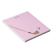 Roze gepersonaliseerd modern golf notitieblok (Schuin)