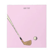 Roze gepersonaliseerd modern golf notitieblok (Voorkant)