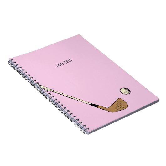 Roze gepersonaliseerd modern  golf notitieboek (Rechterzijde)