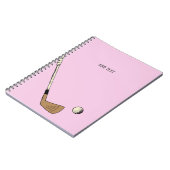 Roze gepersonaliseerd modern  golf notitieboek (Linkerzijde)