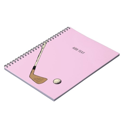 Roze gepersonaliseerd modern  golf notitieboek (Linkerzijde)