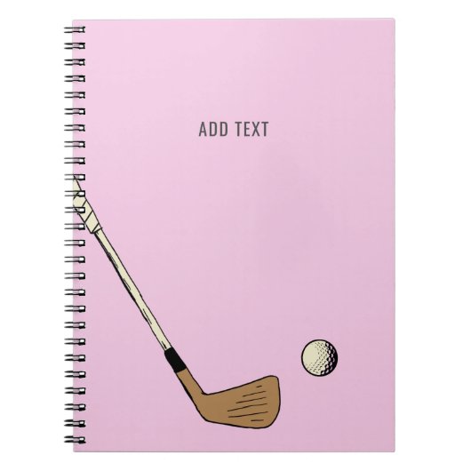 Roze gepersonaliseerd modern  golf notitieboek (Voorkant)