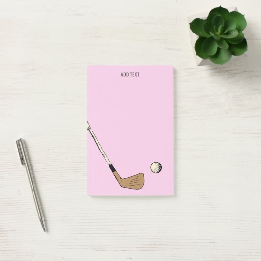 Roze gepersonaliseerd modern  golf post-it® notes (Kantoor)