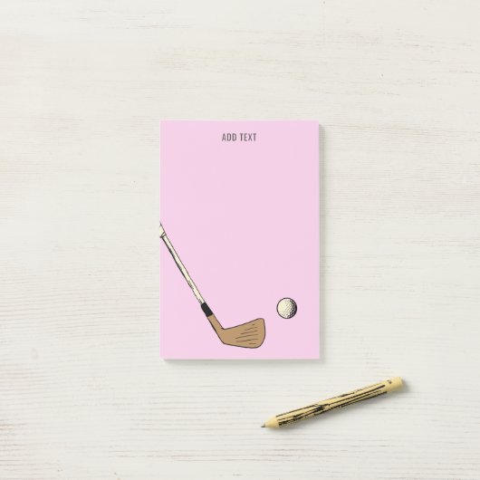 Roze gepersonaliseerd modern  golf post-it® notes (Op bureau)