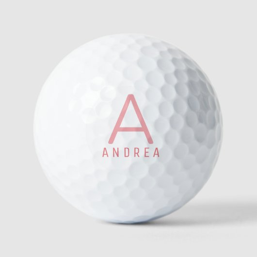 Roze gepersonaliseerd modern monogram golfballen (Voorkant)