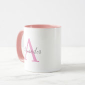 Roze gepersonaliseerd monogram met Jouw naam Mok (Voorkant links)