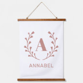 Roze Gepersonaliseerd Monogram Nursery Kinder Room Hangend Wandkleed (Voorkant)