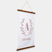 Roze Gepersonaliseerd Monogram Nursery Kinder Room Hangend Wandkleed (Gebogen)