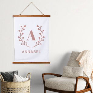 Roze Gepersonaliseerd Monogram Nursery Kinder Room Hangend Wandkleed