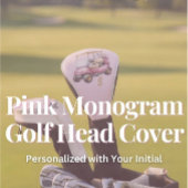 Roze gepersonaliseerd monogram ontwerp op maat golfheadcover