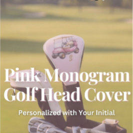 Roze gepersonaliseerd monogram ontwerp op maat golfheadcover