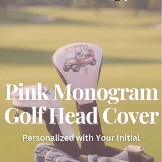 Roze gepersonaliseerd monogram ontwerp op maat golfheadcover
