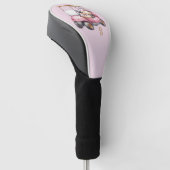 Roze gepersonaliseerd monogram ontwerp op maat golfheadcover (Schuin)