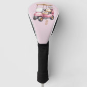 Roze gepersonaliseerd monogram ontwerp op maat golfheadcover (Voorkant)