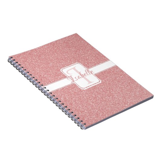 Roze gepersonaliseerd Notitieboek Glitter (Rechterzijde)