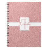 Roze gepersonaliseerd Notitieboek Glitter (Voorkant)