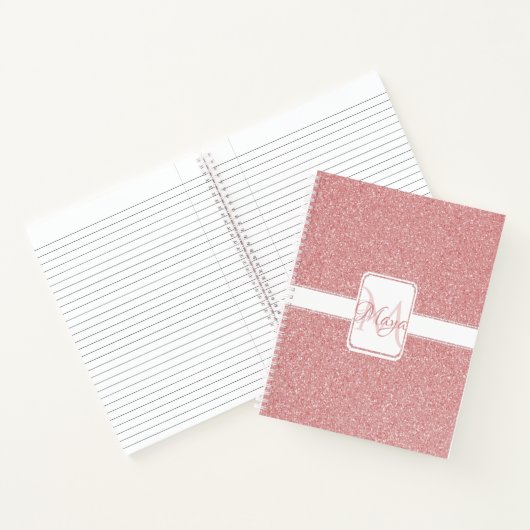 Roze gepersonaliseerd Notitieboek Glitter (Binnen)