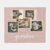 Roze Gepersonaliseerd Oma Grandkid 5 Fotocollage Fleece Deken (Voorkant (Horizontaal))
