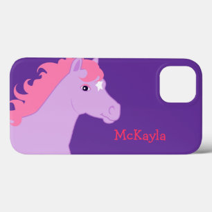 Roze Gepersonaliseerd Pony iPhone 13 Hoesje