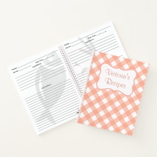 Roze Gepersonaliseerd Recept Kookboek Notitieboek (Binnen)