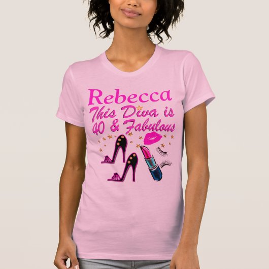  ROZE GEPERSONALISEERDE 40 EN FABULOUS T SHIRT (Voorkant)