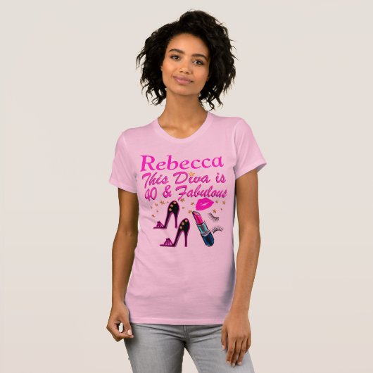  ROZE GEPERSONALISEERDE 40 EN FABULOUS T SHIRT (Voorkant volledig)
