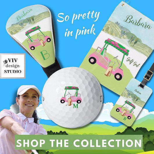 Roze Gepersonaliseerde Aangepaste Golf Cart Clubs  Golfballen