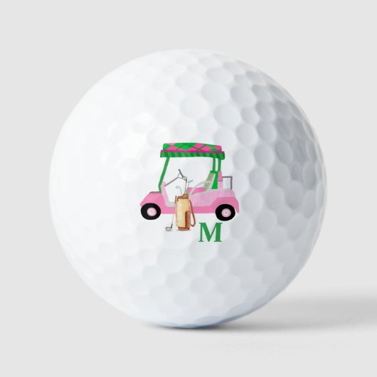 Roze Gepersonaliseerde Aangepaste Golf Cart Clubs Golfballen (Voorkant)