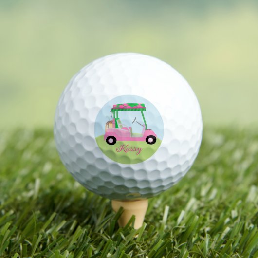 Roze Gepersonaliseerde Aangepaste Golf Winkelwagen Golfballen (Insitu Shirt)