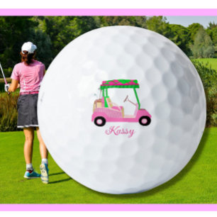 Roze Gepersonaliseerde Aangepaste Golf Winkelwagen Golfballen