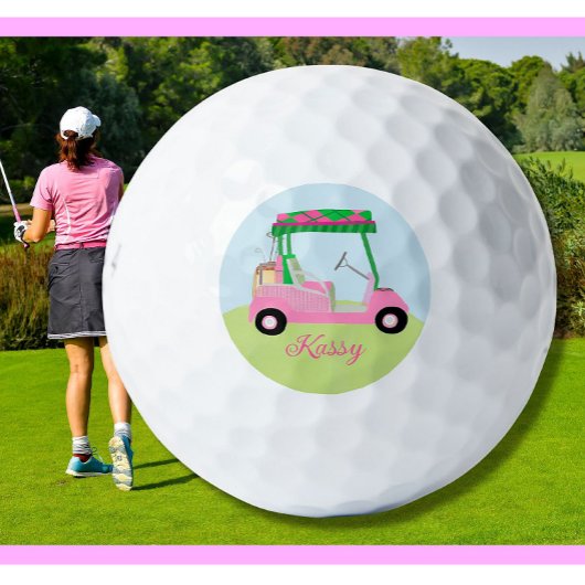 Roze Gepersonaliseerde Aangepaste Golf Winkelwagen Golfballen