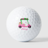 Roze Gepersonaliseerde Aangepaste Golf Winkelwagen Golfballen (Voorkant)