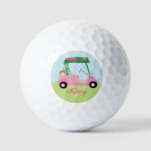 Roze gepersonaliseerde aangepaste golfkarclubbenaa golfballen (Voorkant)