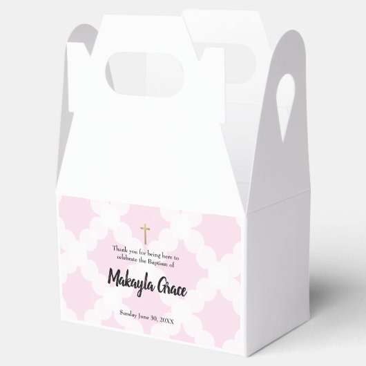 Roze gepersonaliseerde Baby meisje doop Dank u Gif Bedankdoosjes (Geopend)