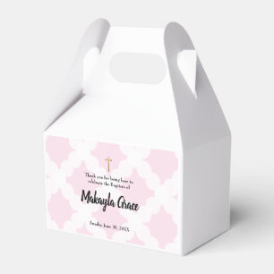 Roze gepersonaliseerde Baby meisje doop Dank u Gif Bedankdoosjes