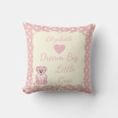 Roze, gepersonaliseerde baby naam Teddy Bear Kussen (Voorkant)