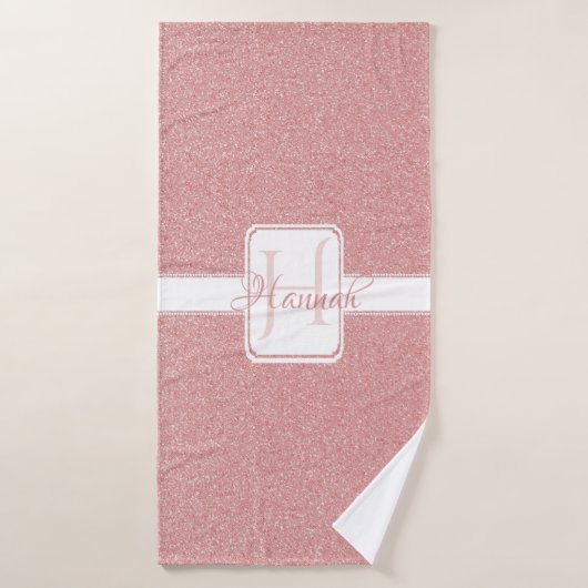 Roze gepersonaliseerde badhanddoeken van Glitter Bad Handdoek (Badhanddoek)