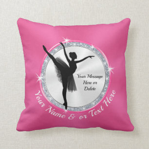 Roze gepersonaliseerde Ballerina Pillow met naam,  Kussen