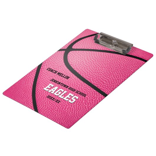 Roze gepersonaliseerde basketbal coach scorekeeper klembord