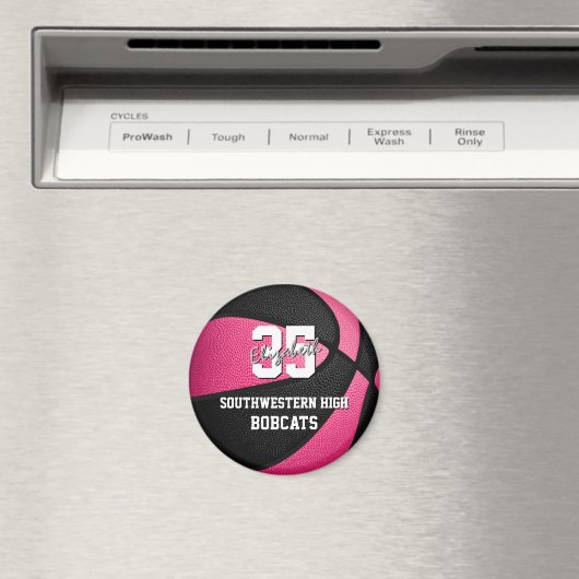 Roze, gepersonaliseerde basketbal magneet (Insitu (Vaatwasser))