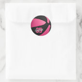 Roze, gepersonaliseerde basketbal ronde sticker (Tas)