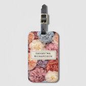 Roze gepersonaliseerde bloem bagagelabel (Voorkant (verticaal))